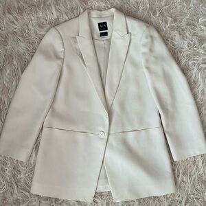 Armani Exchange Women's Cream Single-Button Blazer